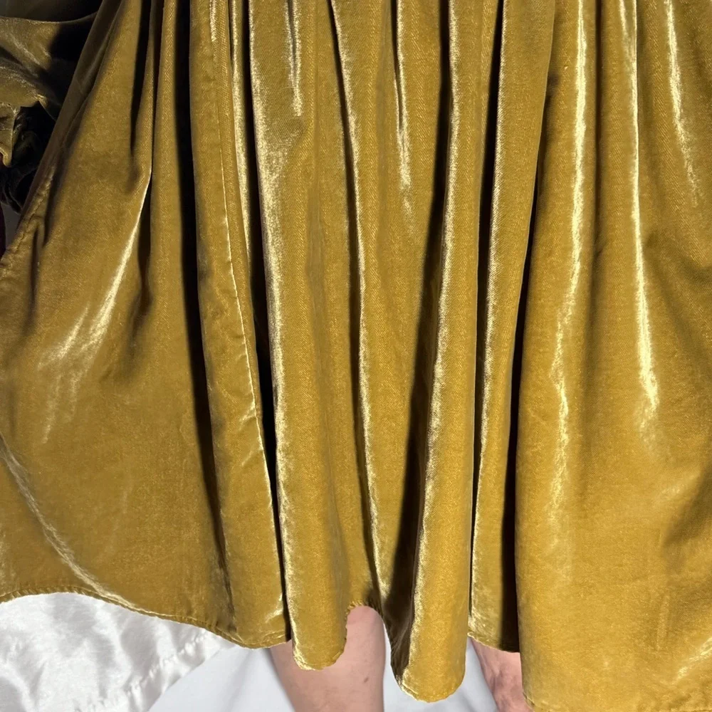 Free People Gold Velvet Off-Shoulder Lace-Up Back Mini Dress Size S